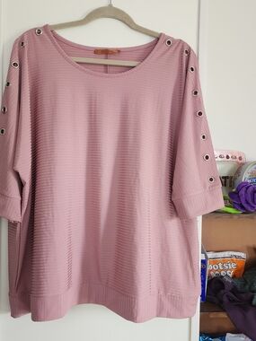 Belldini Dusty Pink Eyelet-Sleeve Knit Pullover